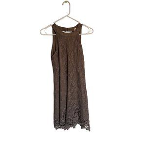 Altard State Designer brown SHORT LACE OVERLAY DRESS KNEE LENGTH